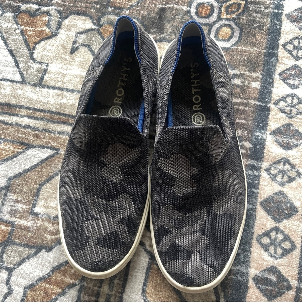 Rothy’s The Sneaker Gray Camo Slip On Shoes